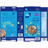 Kölln Knusper Müsli Klassik mit Hafer-Vollkornflocken und feiner Vanille-Note 3er Pack (3x600g Packung) + usy Block