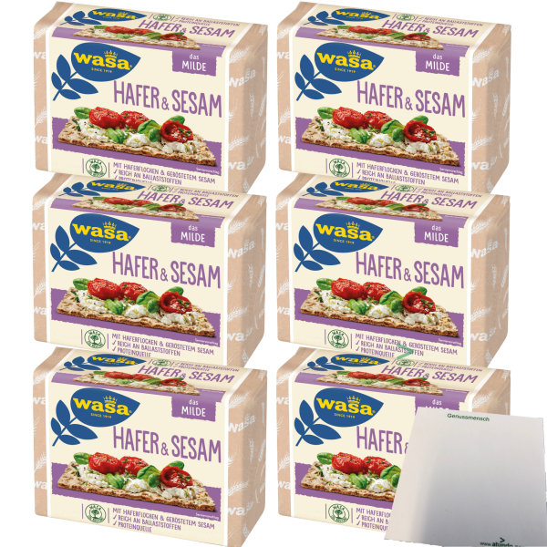 Wasa Knäckebrot Hafer & Sesam 6er Pack (6x230g Packung) + usy Block