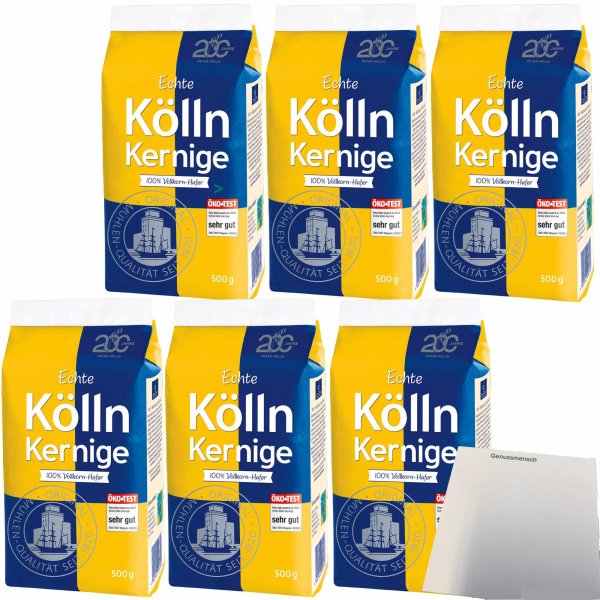Kölln Echte Kernige Hafer-Vollkorn Haferflocken 6er Pack (6x500g Packung) + usy Block