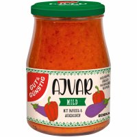 Gut&Günstig Ajvar mild mit Paprika und Auberginen 3er (3x340ml Glas) + usy Block