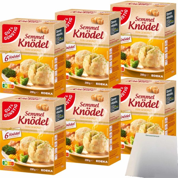 Gut&Günstig Semmelknödel im Kochbeutel 36 Knödel (6x200g Packung) + usy Block