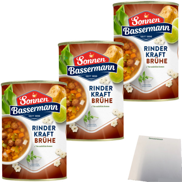Sonnen Bassermann Rinder-Kraftbrühe 3er Pack (3x400ml) + usy Block