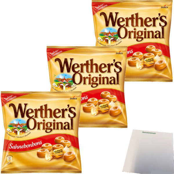 Werthers Original Classic Sahnebonbon 3er Pack (3x245g Beutel) + usy Block