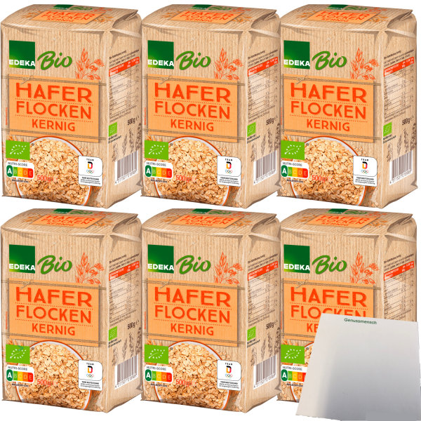 Edeka BIO Haferflocken kernig 6er Pack (6x500g Packung) + usy Block