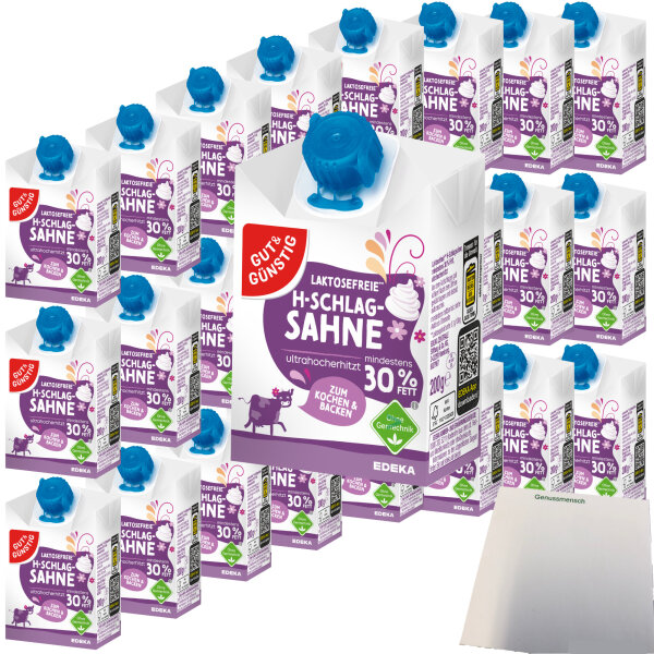 Gut&Günstig Haltbare Schlagsahne 30% Fett laktosefrei VPE (27x200g Packung) + usy Block