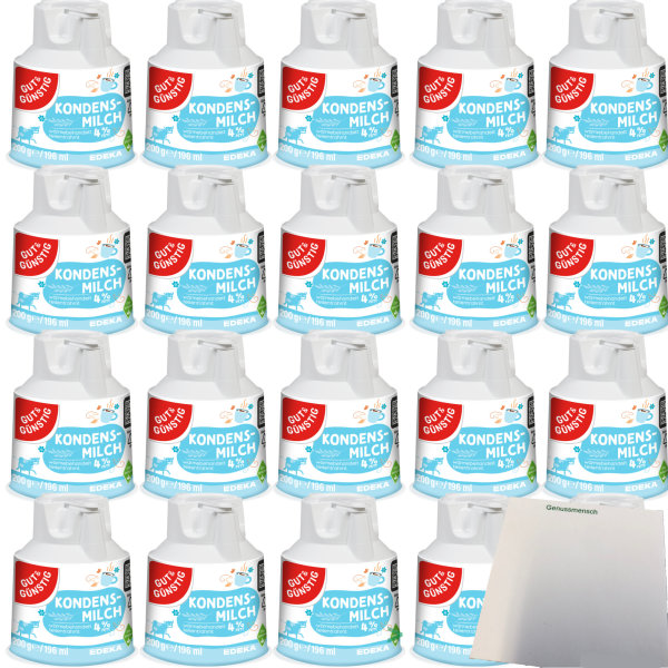 Gut&Günstig Kondensmilch Kaffeesahne Kännchen 4% 20er Pack (20x200g Packung) + usy Block