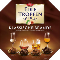 Trumpf Edle Tropfen in Nuss Klassische Brände 3er Pack (3x250g Packung) + usy Block