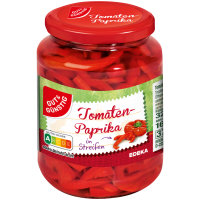 Gut&Günstig Tomaten-Paprika in Streifen geschnitten süß-sauer eingelegt (320g Glas)