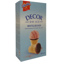 De Beukelaer Decor on Ice Waffelbecher extras Knusprig für Eis Dessert oder Likör 48 Stück (3x60g Packung) + usy Block