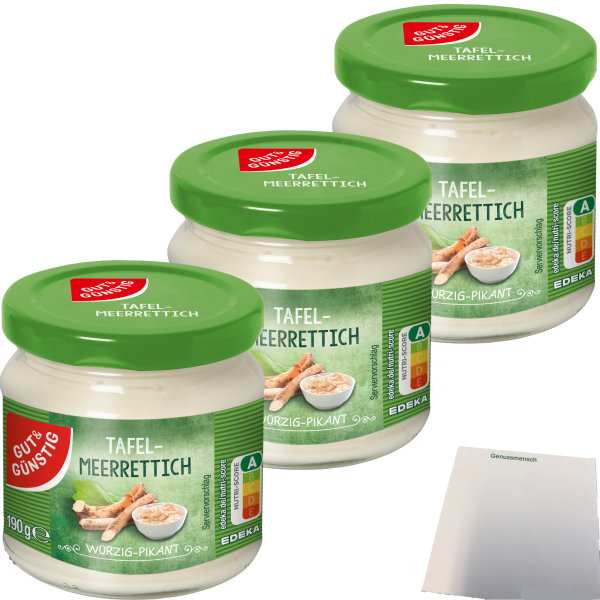 Gut&Günstig Tafelmeerrettich 3er Pack (3x190g Glas) + usy Block
