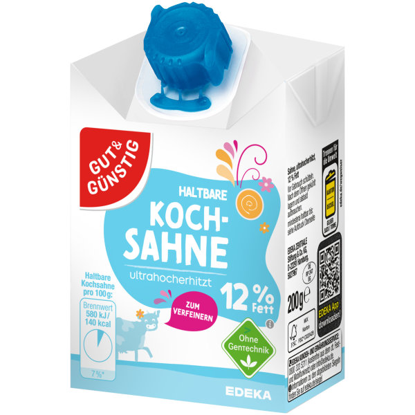 Gut&Günstig haltbare Kochsahne 12% Fett (200g Packung)