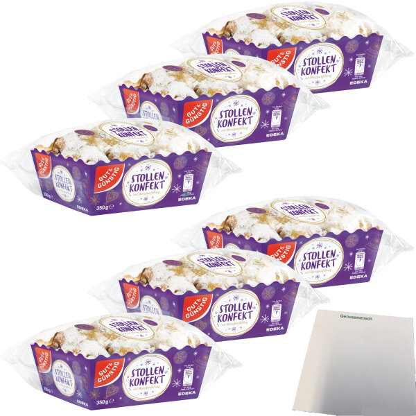 Gut&Günstig Stollenkonfekt mit 20 % Marzipanfüllung 6er Pack (6x350g Packung) + usy Block