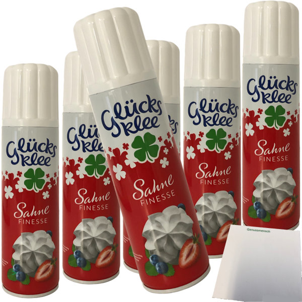 Glücksklee Sprühsahne Finesse 30% Fett 6er Pack (6x250ml Dose) + usy Block