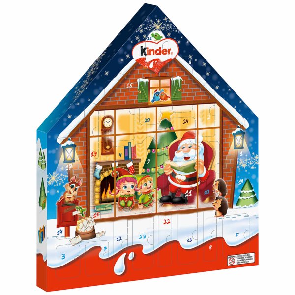 Ferrero Kinder Maxi Mix Adventskalender Motiv: Weihnachtshaus (351g Packung)