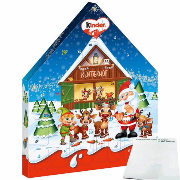 Ferrero Kinder Maxi Mix Adventskalender Motiv: Rentierhof (351g Packung) + usy Block