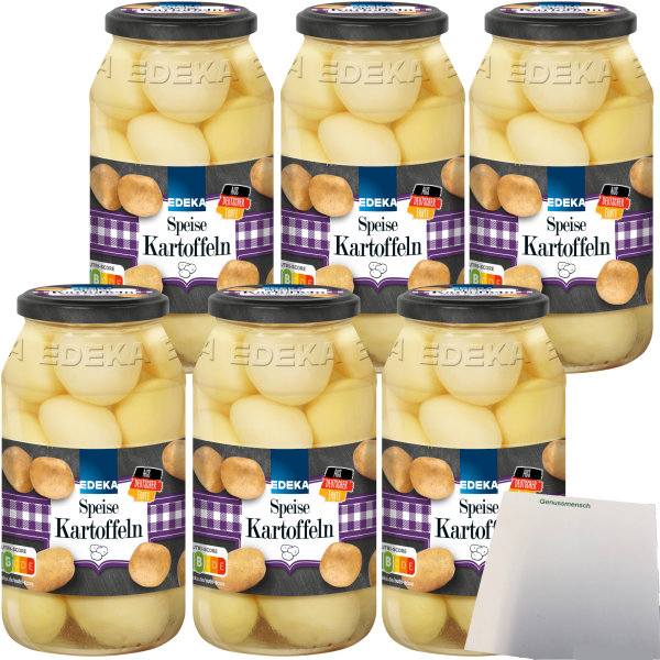 Edeka Speisekartoffeln küchenfertig geschält und gekocht 6er Pack (6x680g Glas) + usy Block