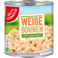 Gut&Günstig Weisse Bohnen mit Suppengrün 6er Pack (6x800g Dose) + usy Block