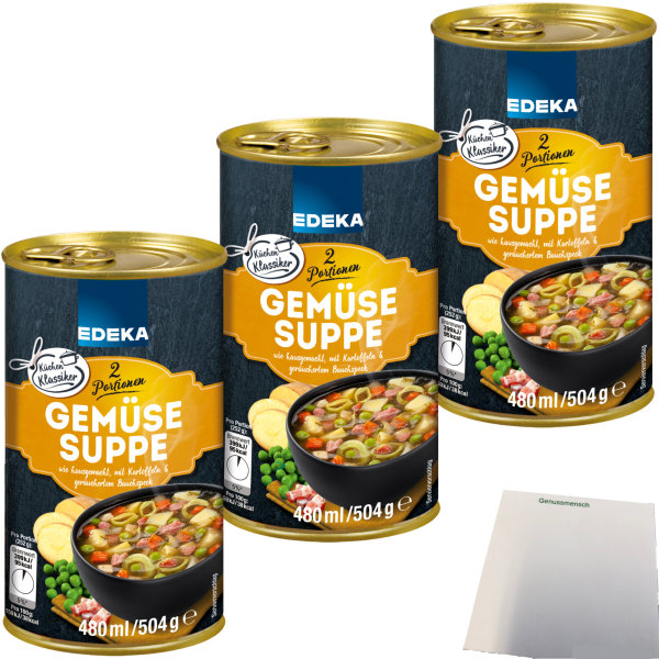 Edeka Klare Gemüsesuppe wie hausgemacht 3er Pack (3x480ml Dose) + usy block