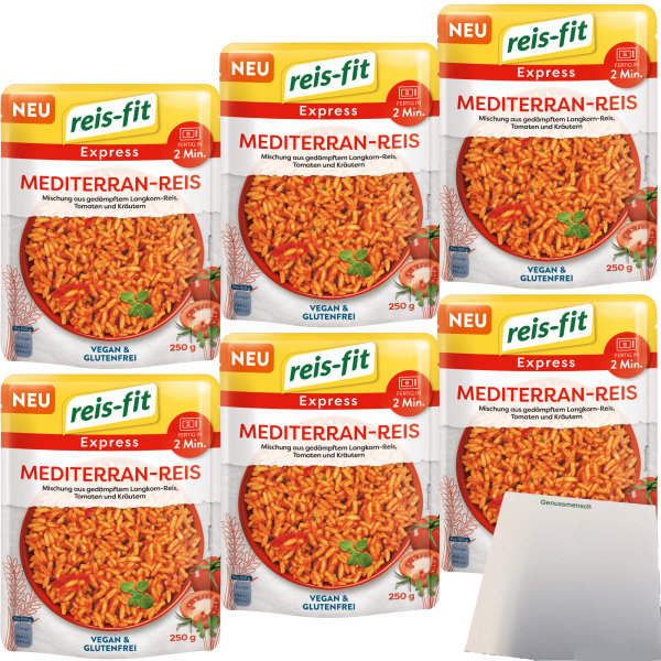 Reis-Fit Express mediterran Reis 6er Pack (6x250g Packung) + usy Block