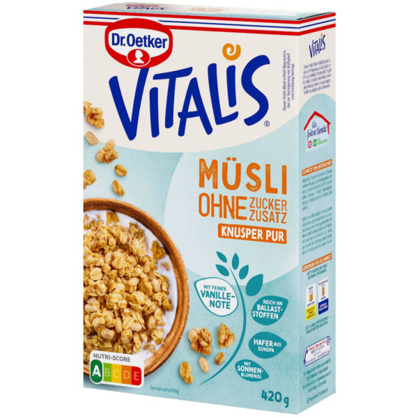 Dr. Oetker Vitalis Knusper-Müsli ohne Zuckerzusatz (420g Packung)