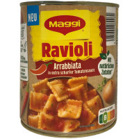Maggi Ravioli Arrabiata in extra scharfer Tomatensauce...