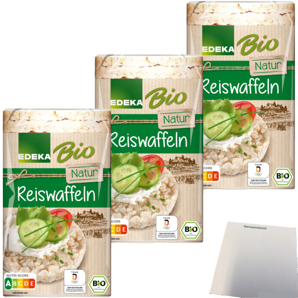 Edeka Bio Reiswaffeln natur ungesalzen mit Sesam verfeinert 3er Pack (3x100g Packung) + usy Block