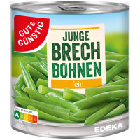 Gut&Günstig Junge Brechbohnen fein 3er Pack (3x800g Dose) + usy Block