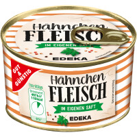 Gut&Günstig Hähnchenfleisch im eigenen Saft 98% Fleischanteil fein gewürzt 3er Pack (3x300g Dose) + usy Block