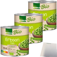 Edeka Bio Erbsen fein 3er Pack (3x400g Dose ATG 280g) +...