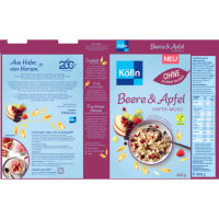 Kölln Müsli Beere-Apfel-Hafer ohne Zuckerzusatz 3er Pack (3x400g Packung) + usy Block