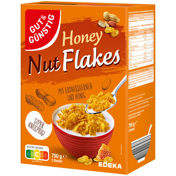 Gut&Günstig Honey Nut Flakes super knusprig (750g Packung)