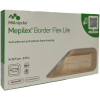 Mölnlycke Mepilex Border Flex selbsthaftender Schaumverband 5x12,5 cm 3er Pack (3x 5 Stück Packung) + usy Block