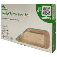 Mölnlycke Mepilex Border Flex selbsthaftender Schaumverband 5x12,5 cm 6er Pack (6x 5 Stück Packung) + usy Block