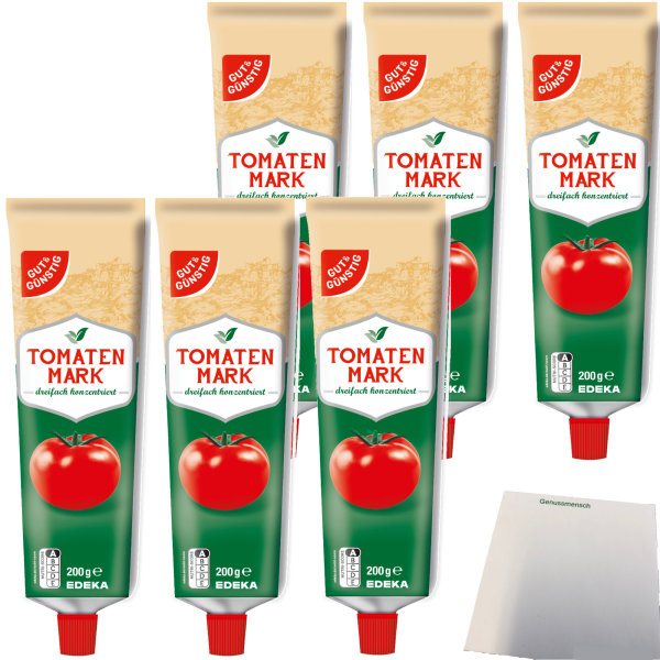 Gut&Günstig Tomatenmark dreifach konzentriert 6er Pack (6x200g Tube) + usy Block