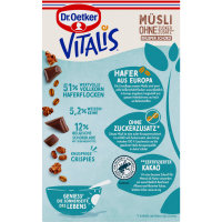 Dr. Oetker Vitalis Müsli Knuspermüsli Schoko ohne Zuckerzusatz 3er Pack (3x400g Packung) + usy Block