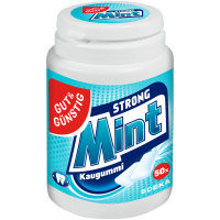 Gut&Günstig Kaugummi Peppermint Strong Mint zuckerfrei (50 Stk. Dose) + usy Block