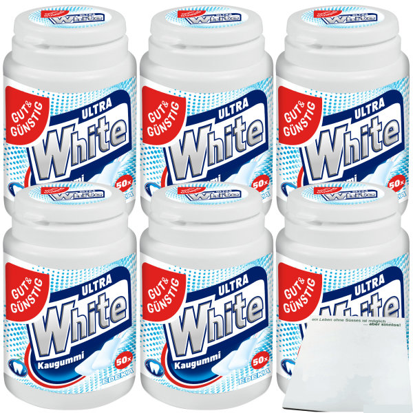 Gut&Günstig Kaugummi Ultra White zuckerfrei 6x50 Stck. (6x70,5g Dose) + usy Block
