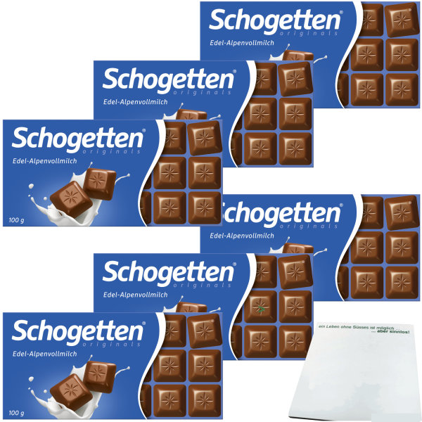 Schogetten Edel-Alpenvollmilch Schokolade 6er Pack (6x100g Packung) + usy Block