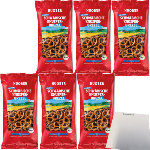 Huober Original Schwäbische Knusperbrezeln 6er Pack (6x175g Packung) + usy Block