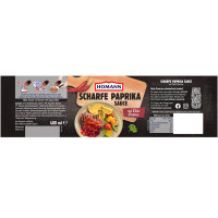 Homann scharfe Paprika Sauce echt pikant 3er Pack (3x400ml Glas) + usy Block