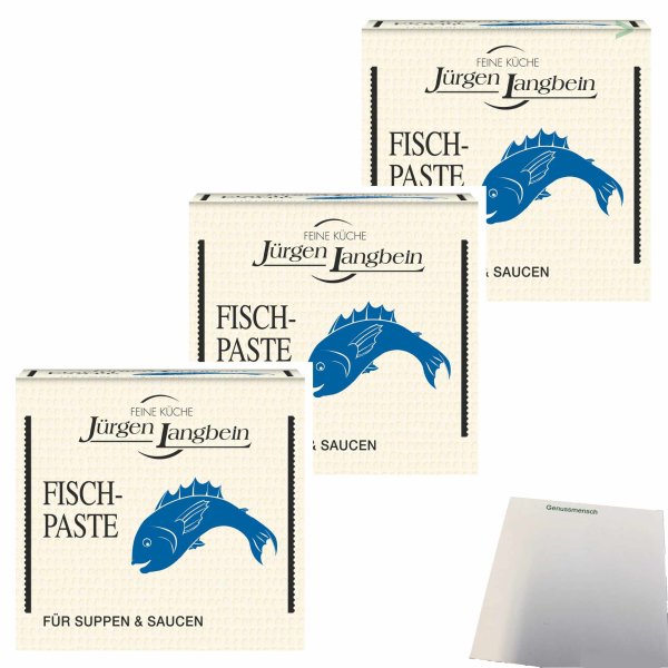 Jürgen Langbein Fisch-Suppen-Paste 3er Pack (3x50g Packung) + usy Block