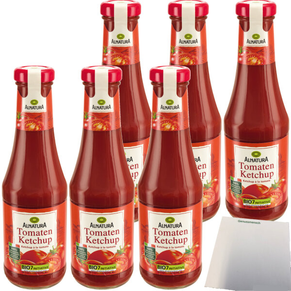 Alnatura Bio Tomaten Ketchup fruchtig-aromatisch vegan 6er Pack (6x500ml Flasche) + usy Block