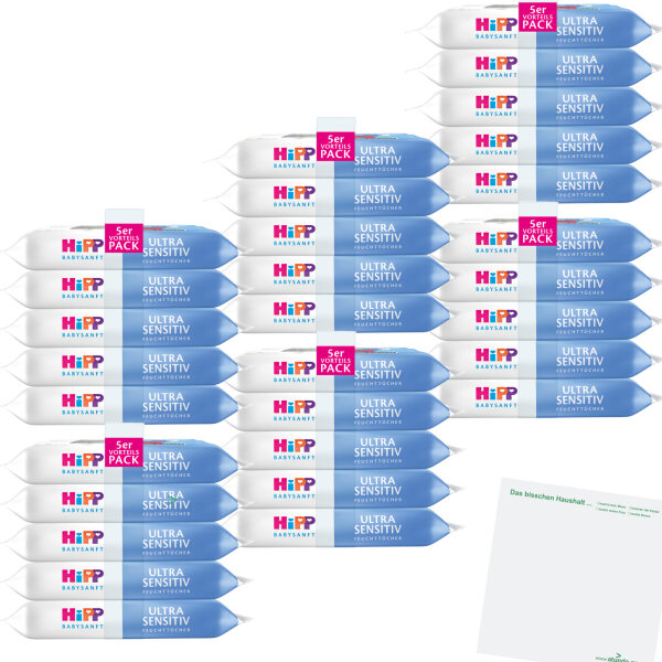 Hipp Babysanft Feuchttücher Ultra Sensitive 6er Pack (6x 5x48 Stück) + usy Block