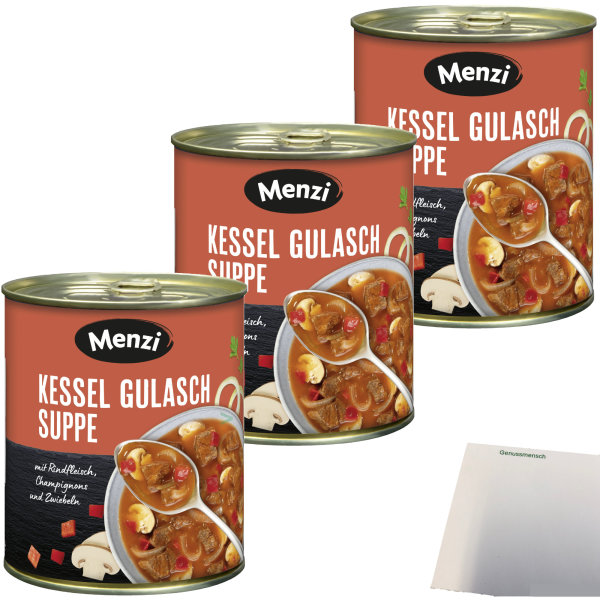 Menzi Kessel Gulaschsuppe mit Rindfleisch 3er Pack (3x800ml Dose) + usy Block