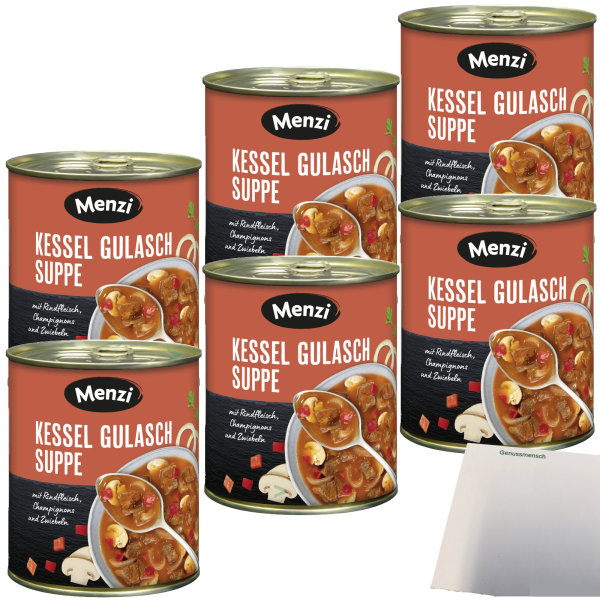 Menzi Kessel Gulaschsuppe mit Rindfleisch 6er Pack (6x800ml Dose) + usy Block