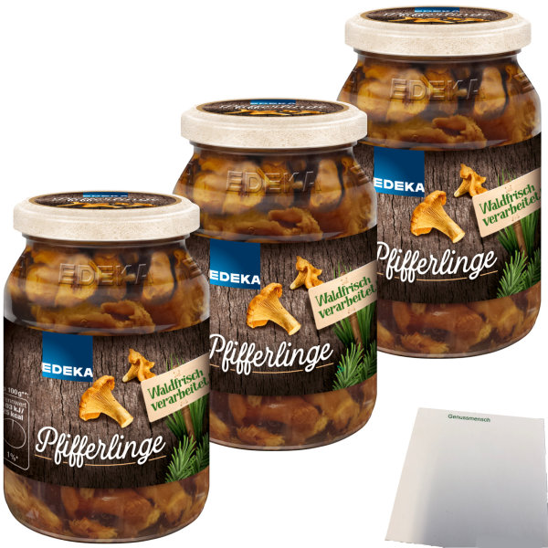 Edeka Pfifferlinge waldfrisch verarbeitet feinste Auslese 3er Pack (3x180g Glas) + usy Block
