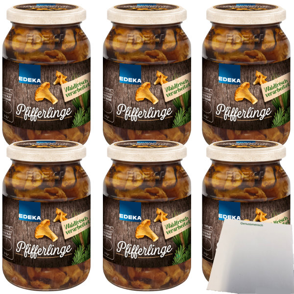 Edeka Pfifferlinge waldfrisch verarbeitet feinste Auslese 6er Pack (6x180g Glas) + usy Block