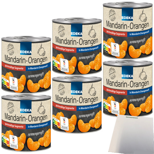 Edeka Mandarin-Orangen kernlos in Mandarin-Orangensaft 6er Pack (6x300g Dose) + usy Block