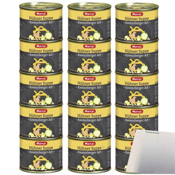 Menzi Hühner Suppe Ravensberger Art 3er Pack (15x200ml Dose) + usy Block