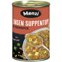 Menzi Linsen Suppentopf mit Räucherspeck 3er Pack (3x400ml Dose) + usy Block